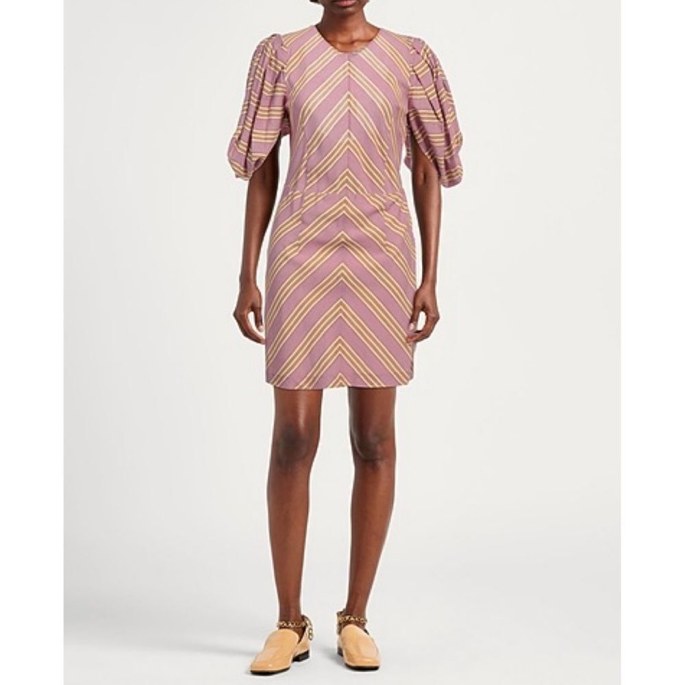 Tela Lavender Striped Sheath Mini Dress | Italian Made | US 4